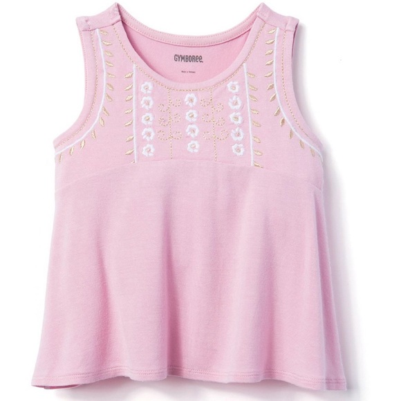 GYMBOREE GYMGO PINK STRIPE w// FLORAL BACK ACTIVE TANK TOP 2T NWT-NWOT